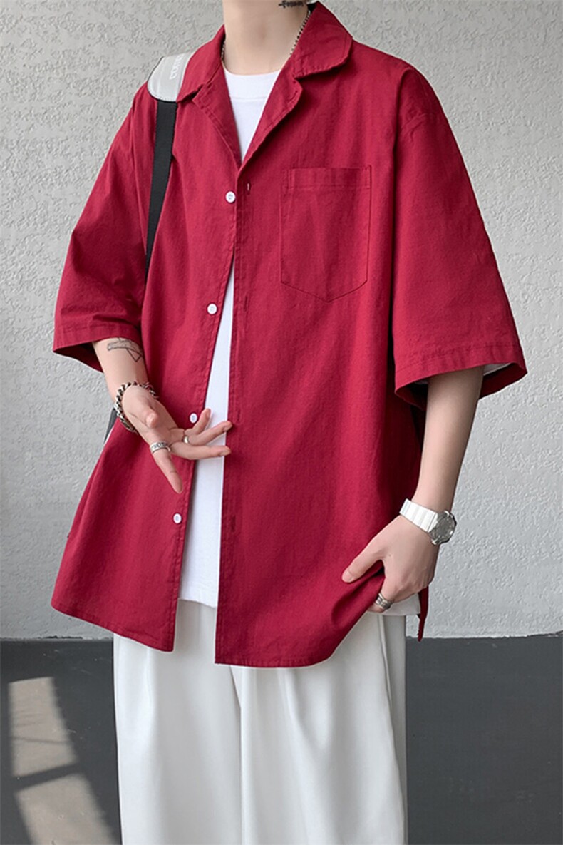 8XL-M亚麻短袖衬衫男夏薄款宽松休闲百搭大码半袖衬衣DC28002P50,男装衬衫,电商B312