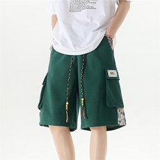 8XL-M华夫格针织短裤男夏季风宽松潮流休闲四五分裤DK1540P45，男装休闲裤，电商D206-1
