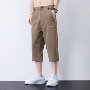 628-P43主推M-5XL大码宽松山本裤冰丝裤男薄七分裤褶皱慵懒清凉裤图片