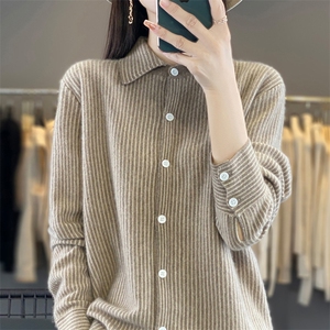 时尚百搭女士条纹衬衫 安迪绒简约休闲长袖上衣 高品质舒适面料图片