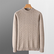 秋冬季纯毛男士七针加厚麻花小半高领羊毛衫，男装羊毛衫，君贝羊绒