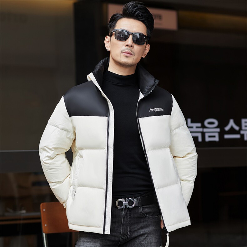 冬季白鸭绒加厚蓬松男羽绒服短款中青年休闲保暖简约防寒外套男装,男装羽绒服,钱塘6003（原4033）