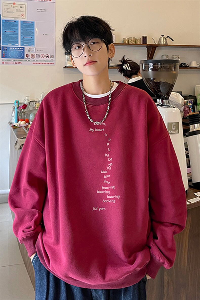 ！圆领卫衣男装港风长袖T恤男外套男WY212-特P23,男装T恤,电商B367