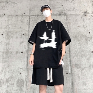 电商DSA028-TZDTHV852 P45 夏季华夫格套装男T恤短裤两件套港风图片
