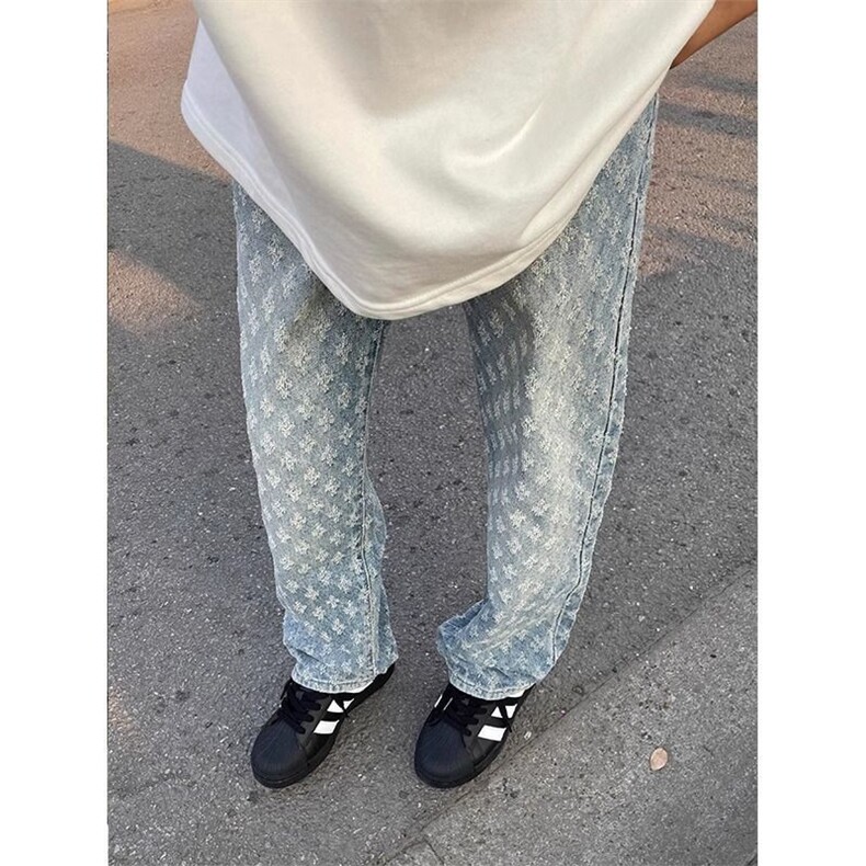 1506-1/K20771半松紧/P45蓝色满印提花牛仔裤男款巴黎风痞帅裤子，男装牛仔裤，星座1506-1