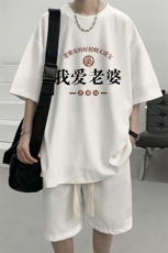 华夫格套装运动短袖t恤套装休闲两件套一套HZ84375-P44，男装T恤，电商A040
