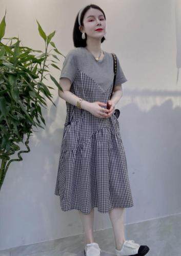 现货，格子撞色连衣裙，女装连衣裙，瑟拉·女人缘
