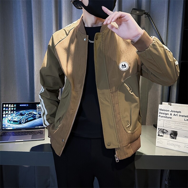 春秋季新款男士棒球服夹克潮牌侧边条纹拼接痞帅气飞行服JK08-P98,男装夹克,电商D323（原B261）