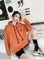 加绒刺绣字母卫衣，女装卫衣/绒衫，美依菱