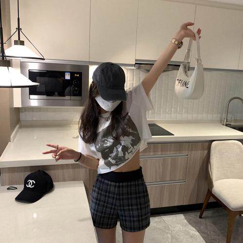 灰格短裤，女装，XTZ style