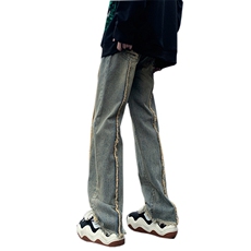 美式ins高街hiphop重工艺水洗毛边牛仔裤货号K712P65，男装牛仔裤，电商A063