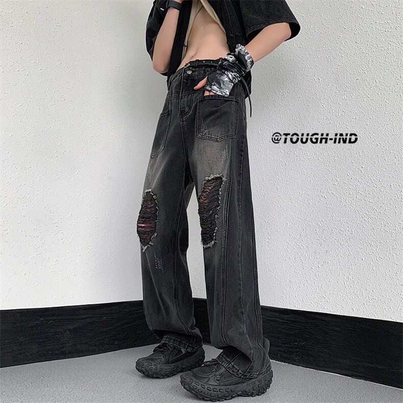 2023美式ins高街暗黑小众破洞牛仔裤313A-1-NZ031-P55控68,男装牛仔裤,星座808A-1