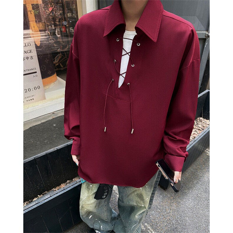 春夏新款小心机深V西装领系带衬衫简约美式时尚衬衫外套特P38,男装西服套装,电商B319
