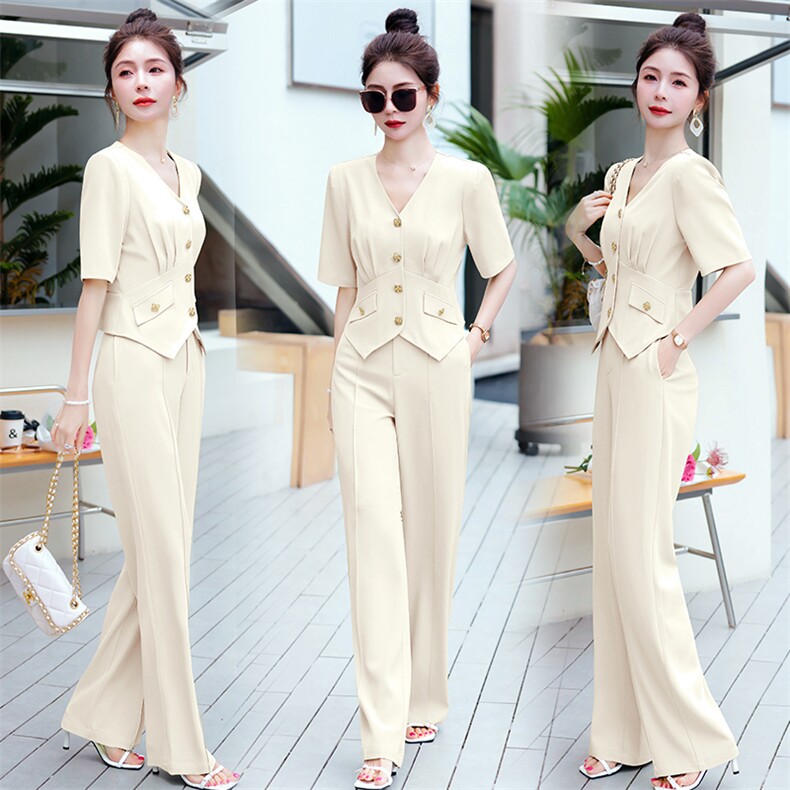 高端职业女2024夏季新款干练气质女神范薄款工装阔腿裤，女装职业装，布依丽人