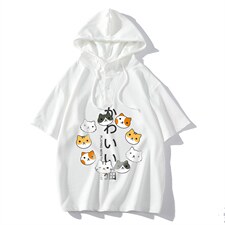 LD54215-P45连帽短袖t恤男大码胖子带帽五分袖中袖，男装T恤，电商A040