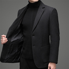 CKM903钱塘2020-2中年男士商务休闲时尚百搭冬季厚款毛呢西服P122，男装毛呢大衣，钱塘207-2