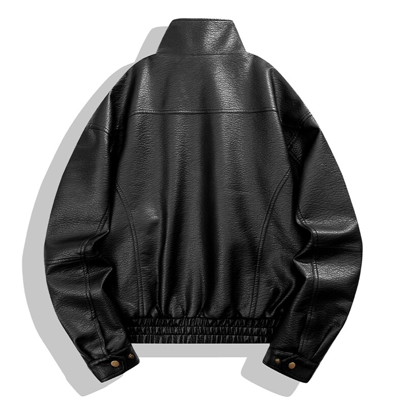 秋季男士皮衣皮夹克机车服潮牌简约百搭美式翻领PU皮外套896-P75,男装皮衣,星座1403A