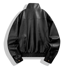 秋季男士皮衣皮夹克机车服潮牌简约百搭美式翻领PU皮外套896-P75，男装皮衣，星座1403A