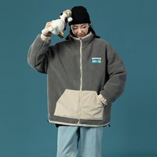 703-Y251冬季高品质加厚羊羔毛拼色外套贴标双面穿蓝底，男装棉衣，星座703