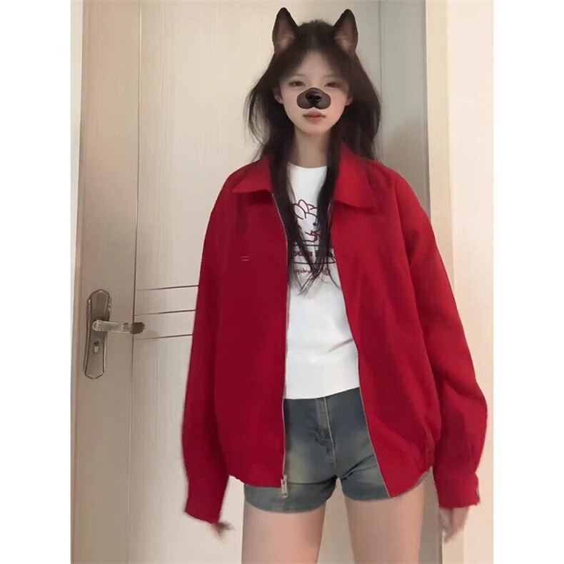 春季新款港风美式vibe潮流短款男女红色哈灵顿夹克外套JK1426-P85,男装夹克,星座313A(原308A-2)