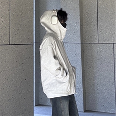 抖音得物高品质秋冬美式高街重磅结构辑明线纹理连帽卫衣外套W111，女装短外套，电商A486-1