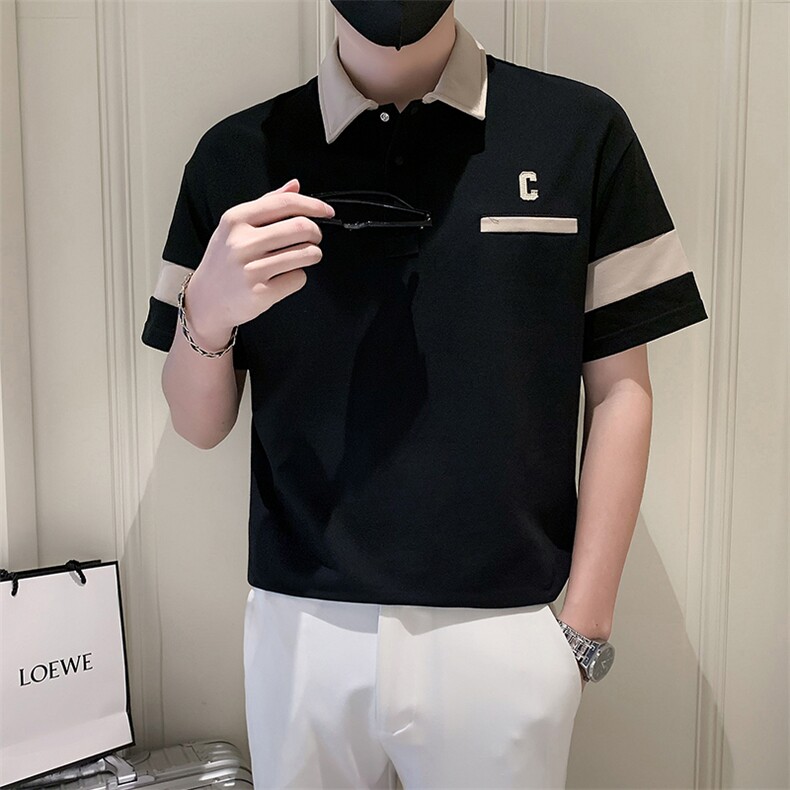 23男士翻领T恤B226-0009-p5570%%聚酯纤维5%氨纶,男装T恤,电商A210