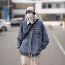 潮流牛仔外套男港风拼色翻领工装夹克春季潮牌痞帅上衣JK927-P68，男装夹克，星座1103-3