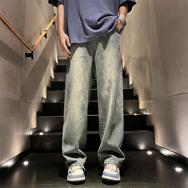 美式潮流高街复古宽松水洗牛仔裤KN01 P50图片