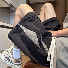 夏季休闲短裤男潮牌冰丝透气速干薄款宽松裤子运动潮流沙滩五分裤，男装牛仔裤，星座506A