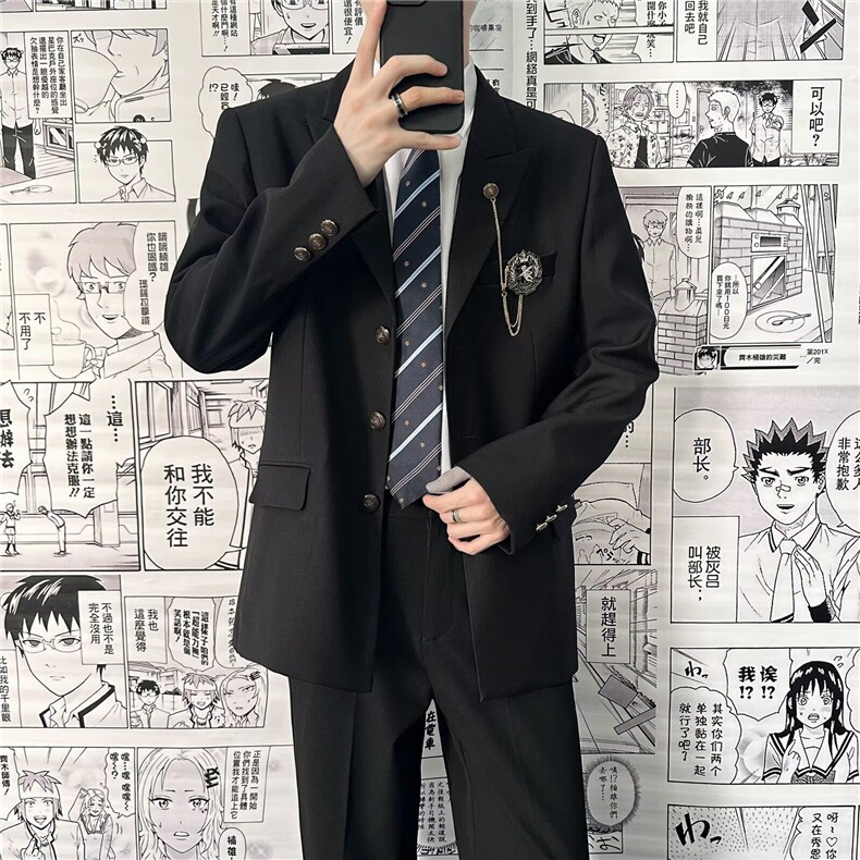 爱神丘比特以神之名dk制服西装外套男女学院风高校黑色西服套装,男装西服,星座601-1