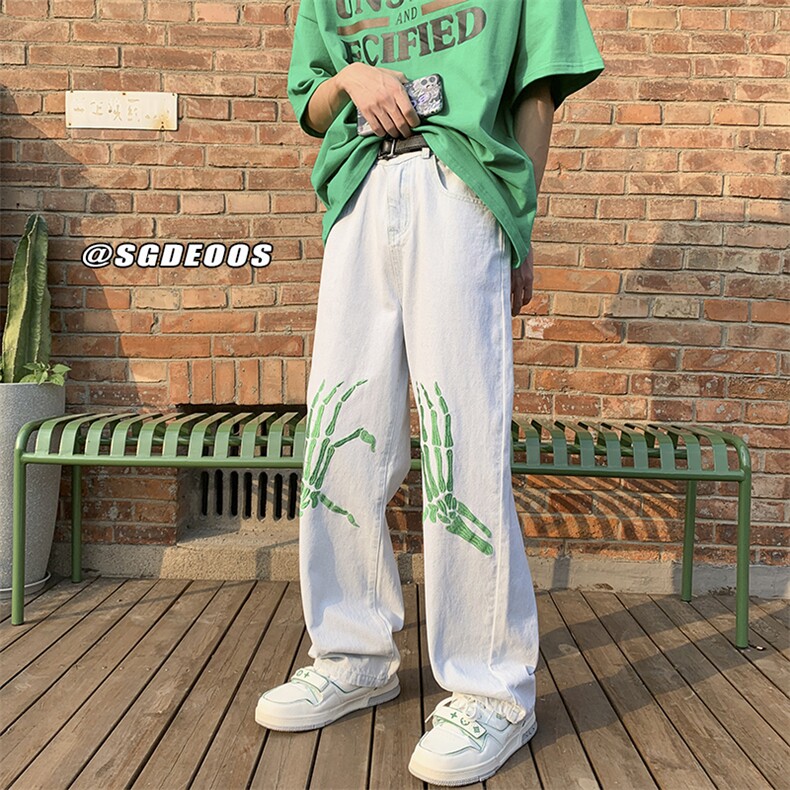 主推款直筒宽松水洗牛仔裤高街潮刺绣长裤313A-1-NZ001-P55控68,男装牛仔裤,星座808A-1
