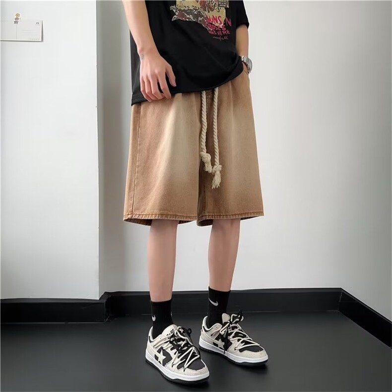 美式vibe裤子高街水洗牛仔短裤T1635P37,男装牛仔裤,星座1116-2