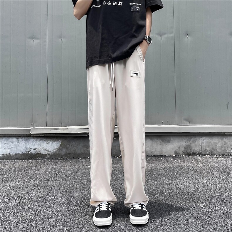 宽松休闲裤男韩版潮流百搭裤夏季薄款坠感阔腿拖地长裤K02861-P35图片