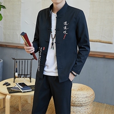 2021春秋季外套男休闲中国风立领刺绣长袖套装修身中山装YK808-P100，男装夹克，星座509
