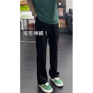 潮牌直筒复古显高直筒西裤复古咖色休闲宽松大码长裤子潮 YS-TK04图片