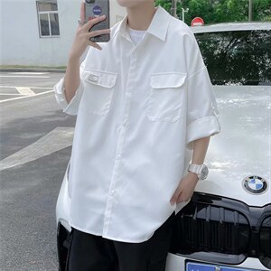 衬衫港风夏季ins短袖衬衣日系高级感外套潮牌宽松上衣 W1066-P30图片