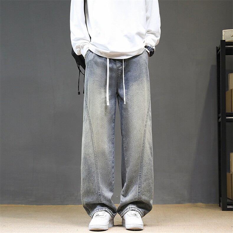 美式潮牌弯刀牛仔裤男春夏复古休闲直筒裤子宽松阔腿裤TS213-P45,男装牛仔裤,星座610（原A335）