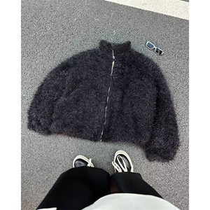 男秋冬防貂毛重磅加厚外套纯色中古波纹长毛皮革棉服潮图片