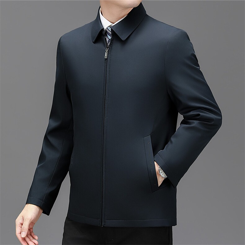 秋冬翻领羽绒服男保暖白鸭绒爸爸轻薄中山装休闲商务中老年外套,男装羽绒服,钱塘6003（原4033）