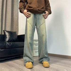 DK966-P48新款牛仔裤男秋冬宽松直筒裤柔软舒适休闲阔腿裤男士图片