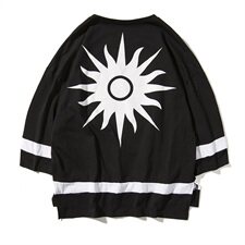 19夏季新款挂拍日系潮牌大码宽松T恤国潮印花七分袖T381，男装T恤，电商A021A