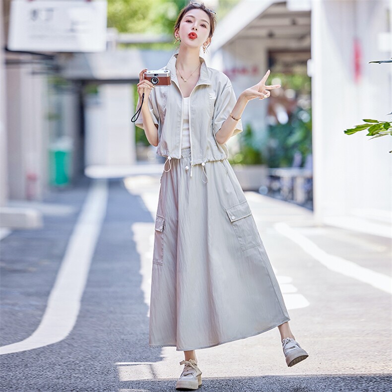 休闲气质设计感工装衬衫半裙套装24夏季新款时尚减龄套装,女装套装/套裙,难舍钰依