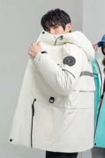 鸭鸭腰绳户外工装连帽情侣学生白鸭绒羽绒服男，男装羽绒服，星座301D-5(原星座1415）