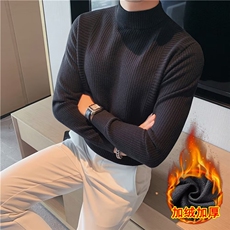 半高领毛衣男秋冬季长袖加绒打底衫高级感百搭纯色毛线衣MR3036，男装T恤，星座516A