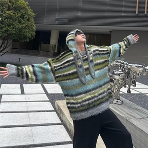 圆领毛衣加帽子男2025秋冬慵懒风减龄休闲针织衫 网 B126-P67图片