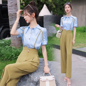 高级感时尚女装套装2025夏季轻奢炸街减龄干练气质职业两件套,德国队球衣搭配女微胖图片