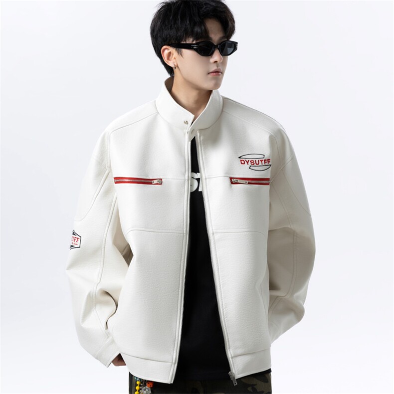 秋冬复古皮衣男美式休闲机车服皮夹克宽松皮外套J5030P95控138，男装皮衣，电商A157