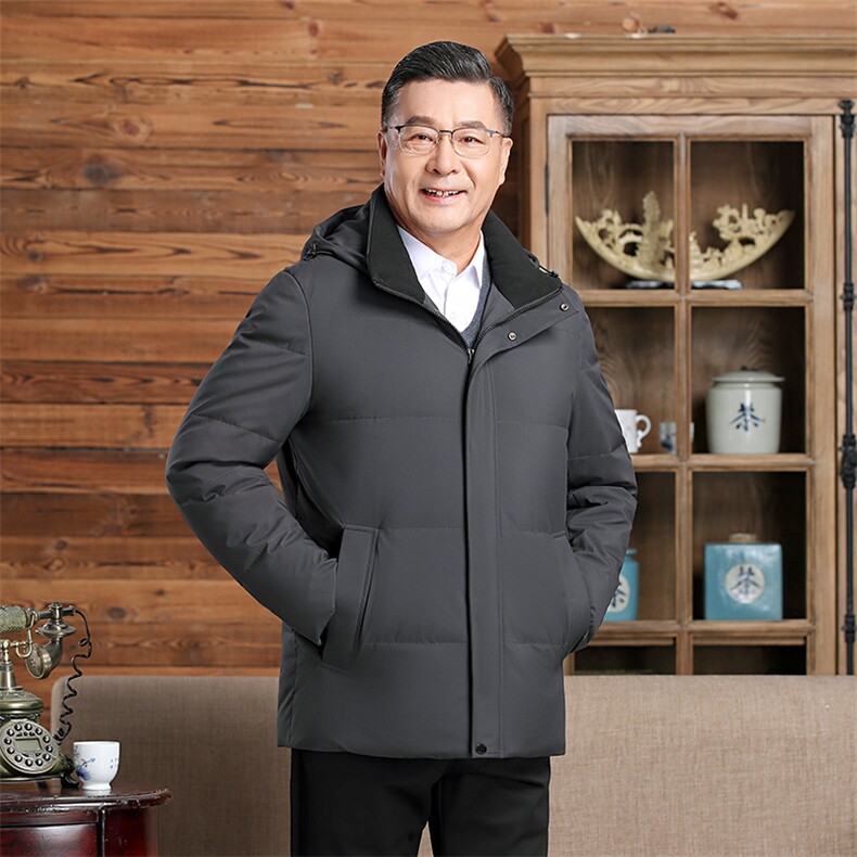 中老年羽绒服男中长款爸爸装加厚冬款父亲爷爷装大码短款保暖外套，男装羽绒服，电商B212（原钱塘6029）