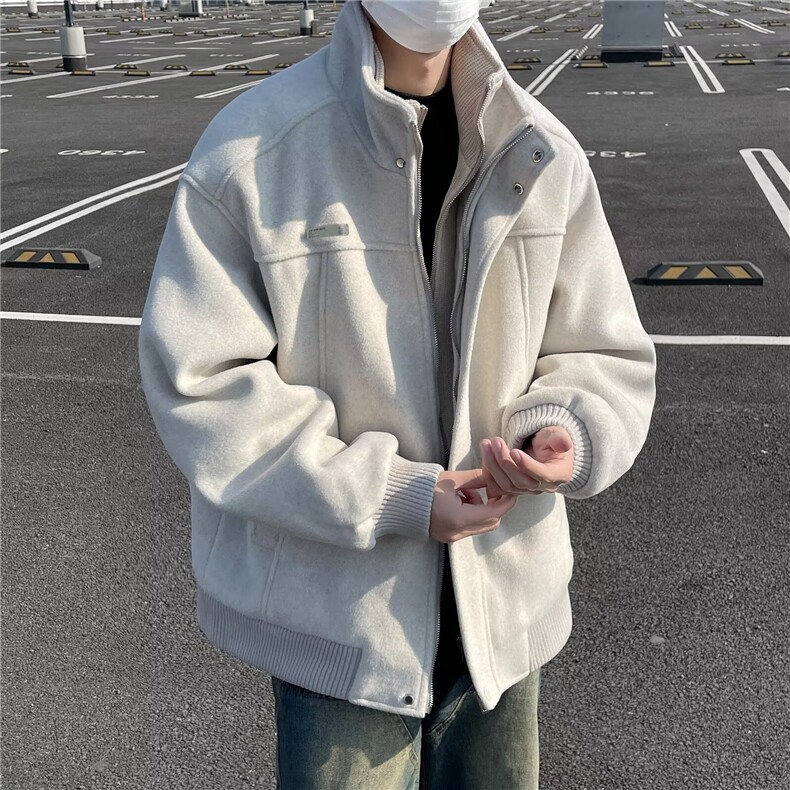 假两件外套男秋冬季新款潮牌小众设计感美式夹克上衣W92966-p96图片