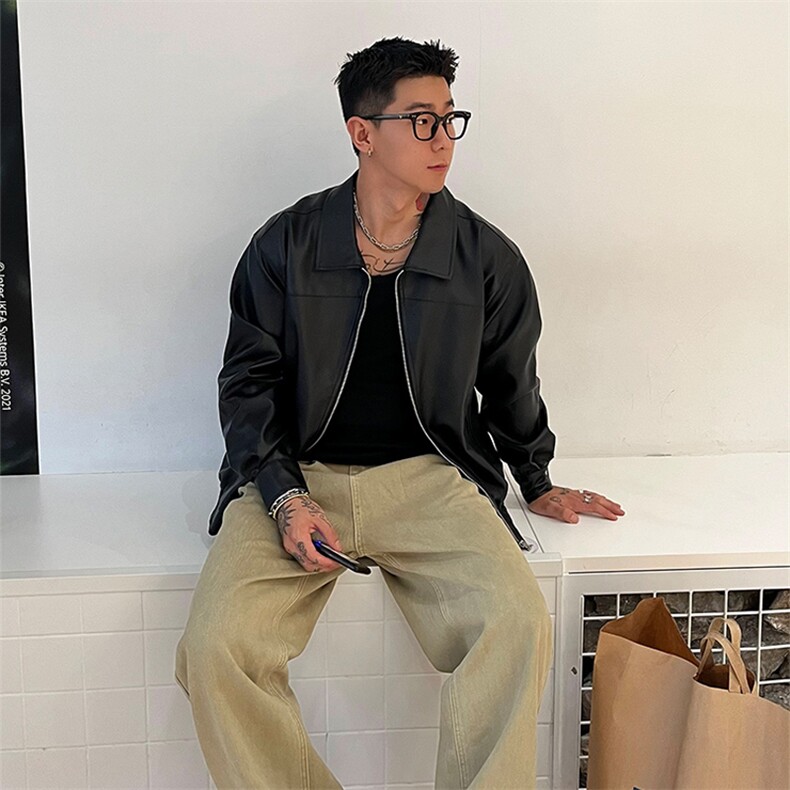 JY725-P70帅高街风设计感Pu皮衣潮男复古风机车服皮夹克网图,男装夹克,星座1501-3